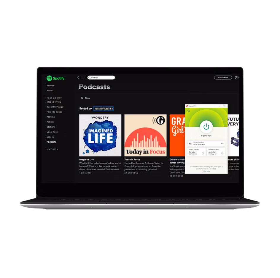 VPNがついたSpotify UI。